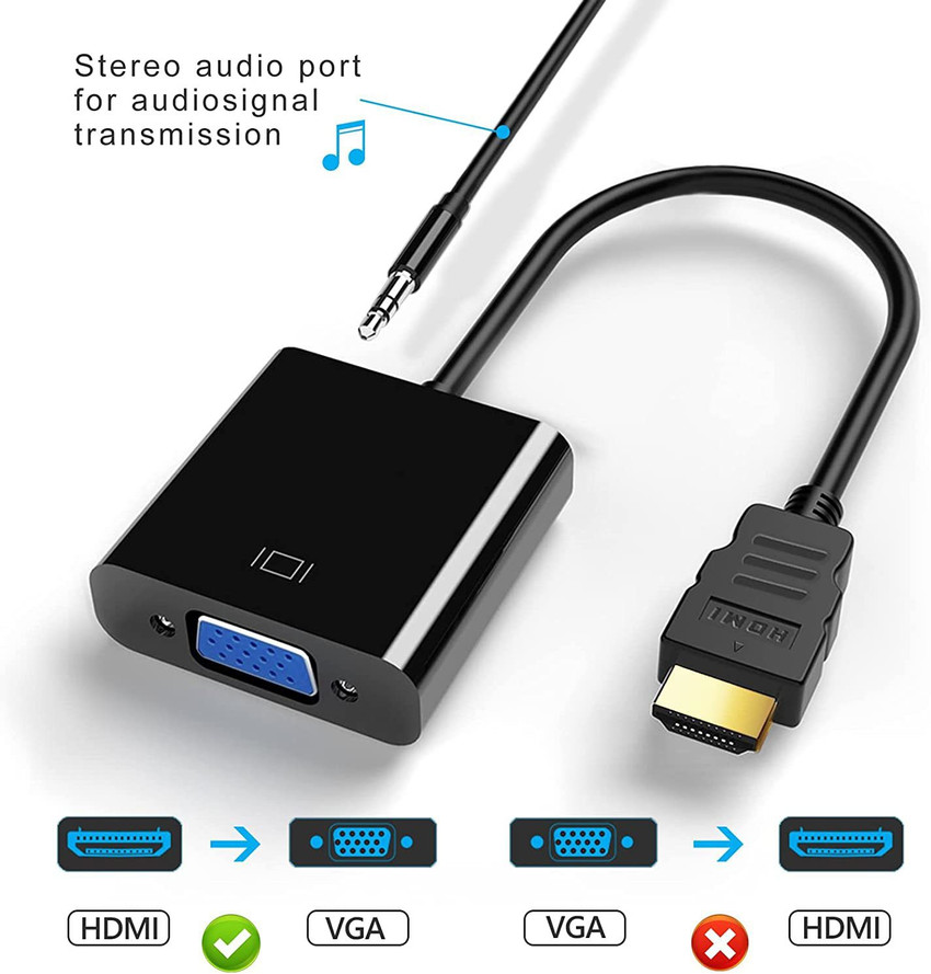 Teratech TV out Cable 1080p Hdmi To Vga Converter With 3.5mm Aux Audio Hdmi Male To Vga Female Adapter For Hdtv Dvd Tv Box Teratech Flipkart