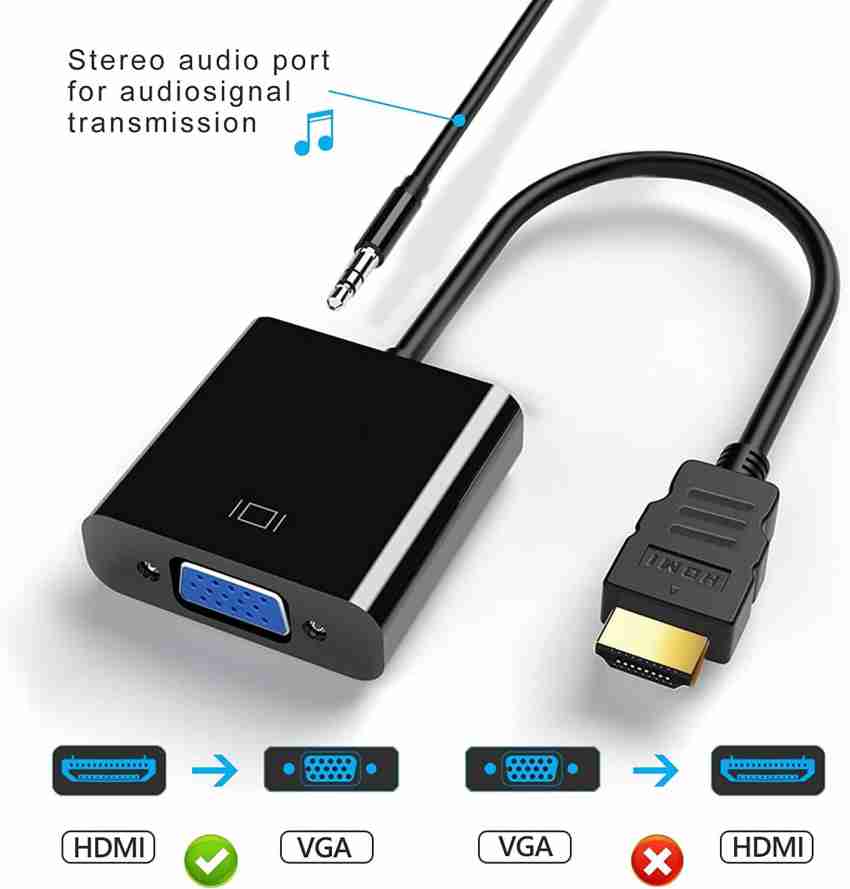 Teratech TV-out Cable 1080p Hdmi To 3.5mm Aux Audio Hdmi Male To Vga Female For Hdtv Dvd Tv Box - Teratech : Flipkart.com