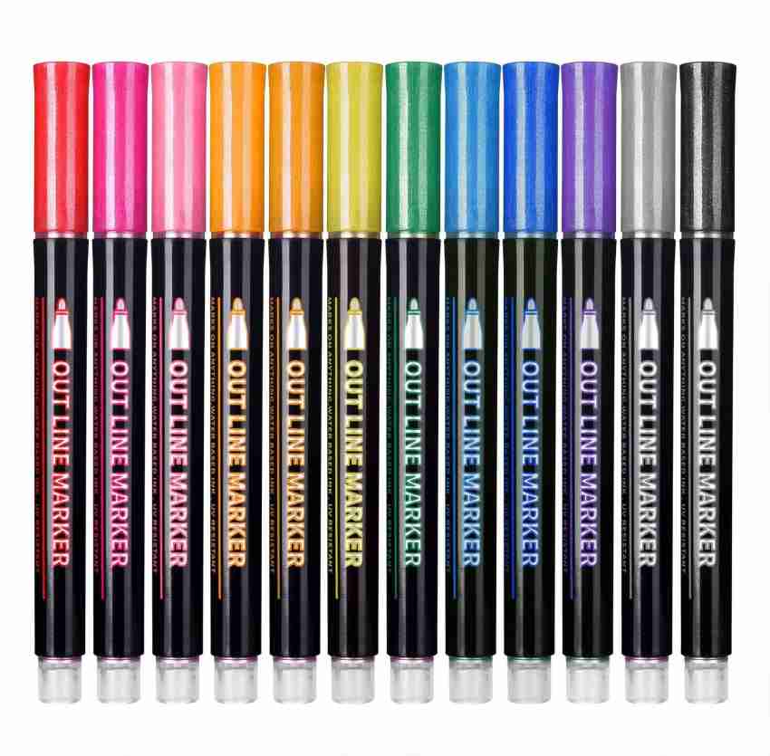 Panap Metallic Marker Calligraphy Brush Pens 12 PCS Glitter  Paint Pen - Calligraphy Brush Pens