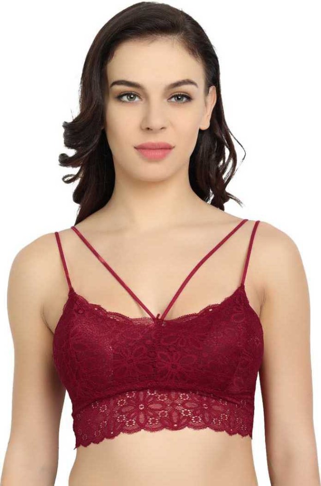 Wine red lace padded bra