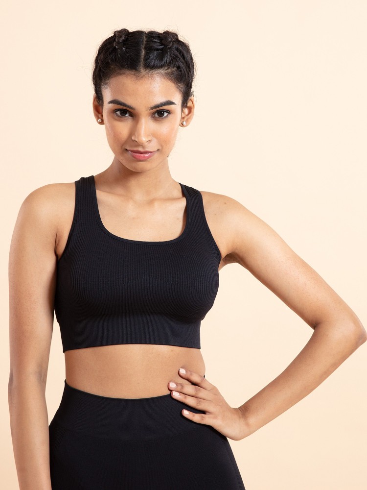 Nykd by Nykaa Nykd All day Essential Cotton Sports Bra - NYK059 Beetle Green