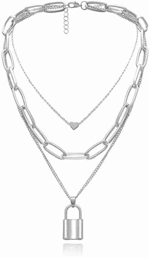 ShopMore Stylish Triple Layered Necklace For Girls Silver Plated