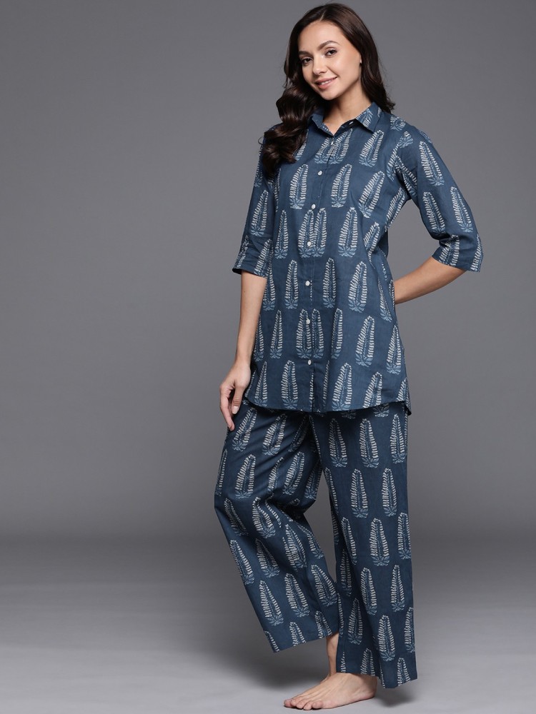 LIBAS Women Printed Blue Night Suit Set Price in India - Buy LIBAS