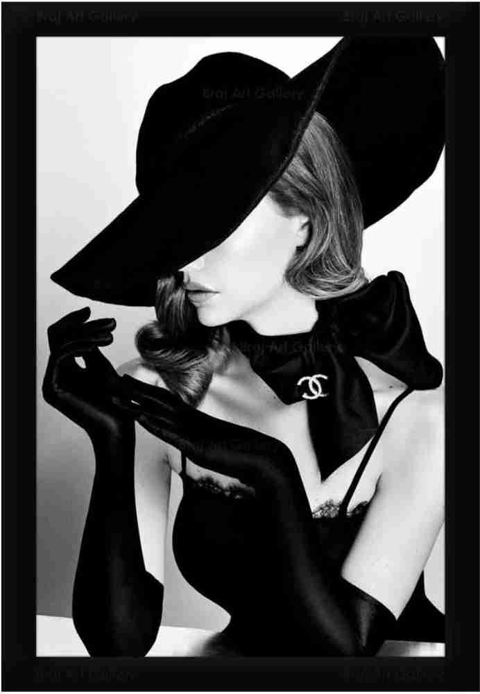 Braj Art Gallery Fashion Poster Coco Chanel Model in Black Dress