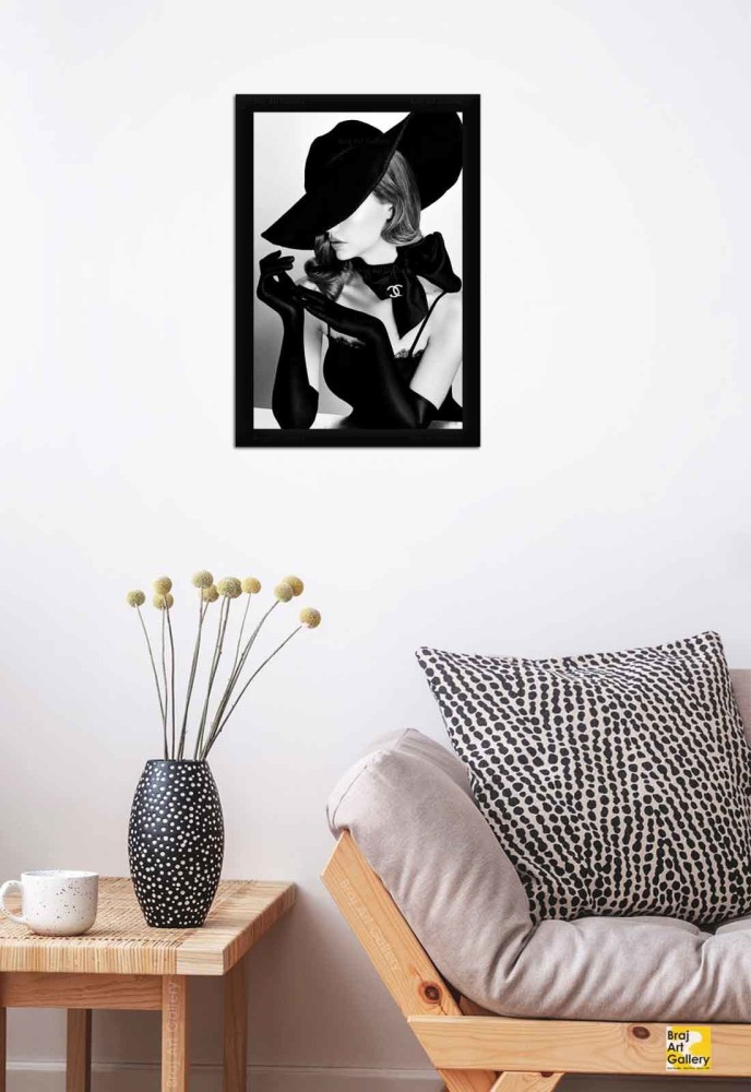 Braj Art Gallery Fashion Poster Coco Chanel Model in Black Dress