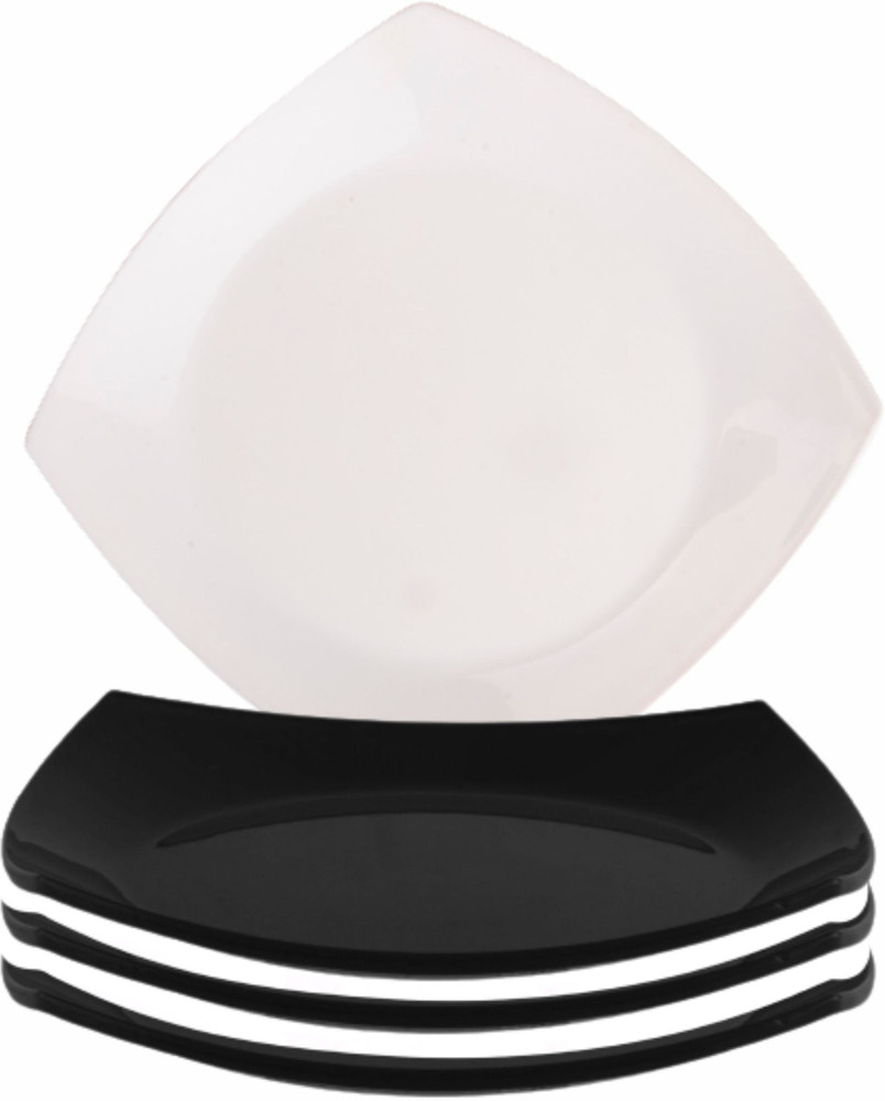 Mehul Plastic Square Shape Side Half Plates Set Food Grade Black