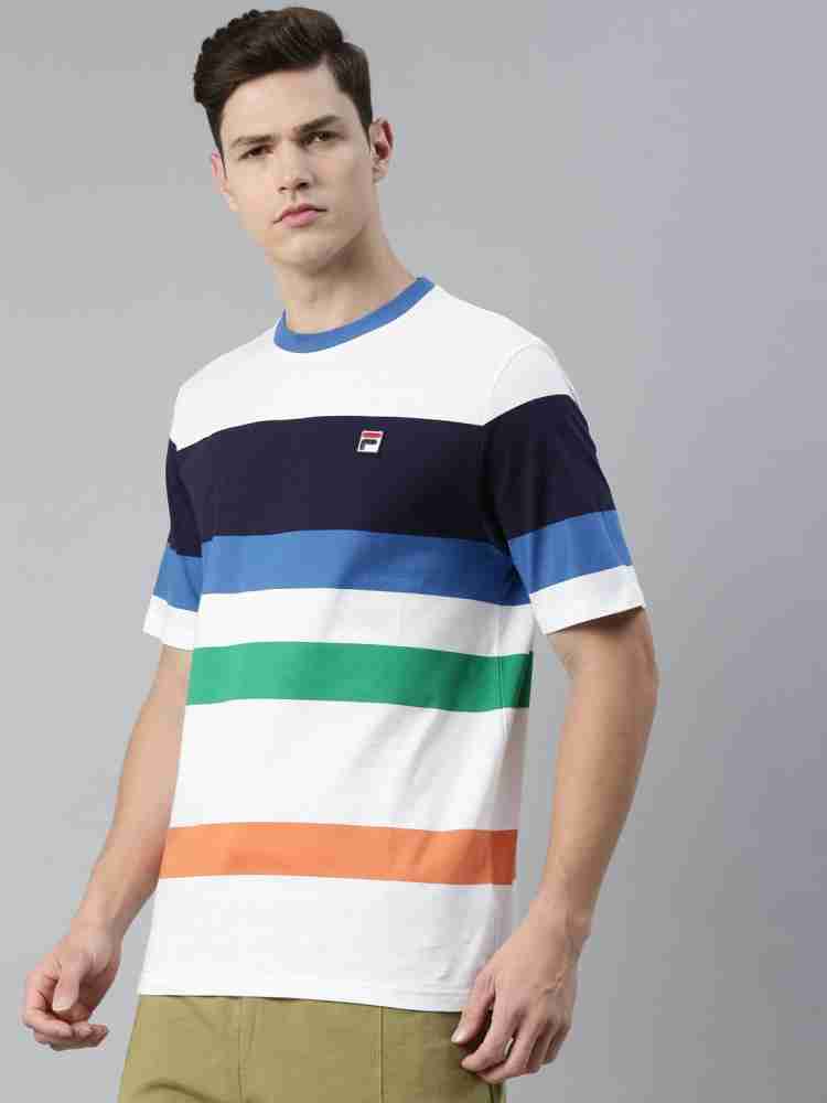 FILA Striped Men Round Neck White T Shirt Buy FILA Striped Men