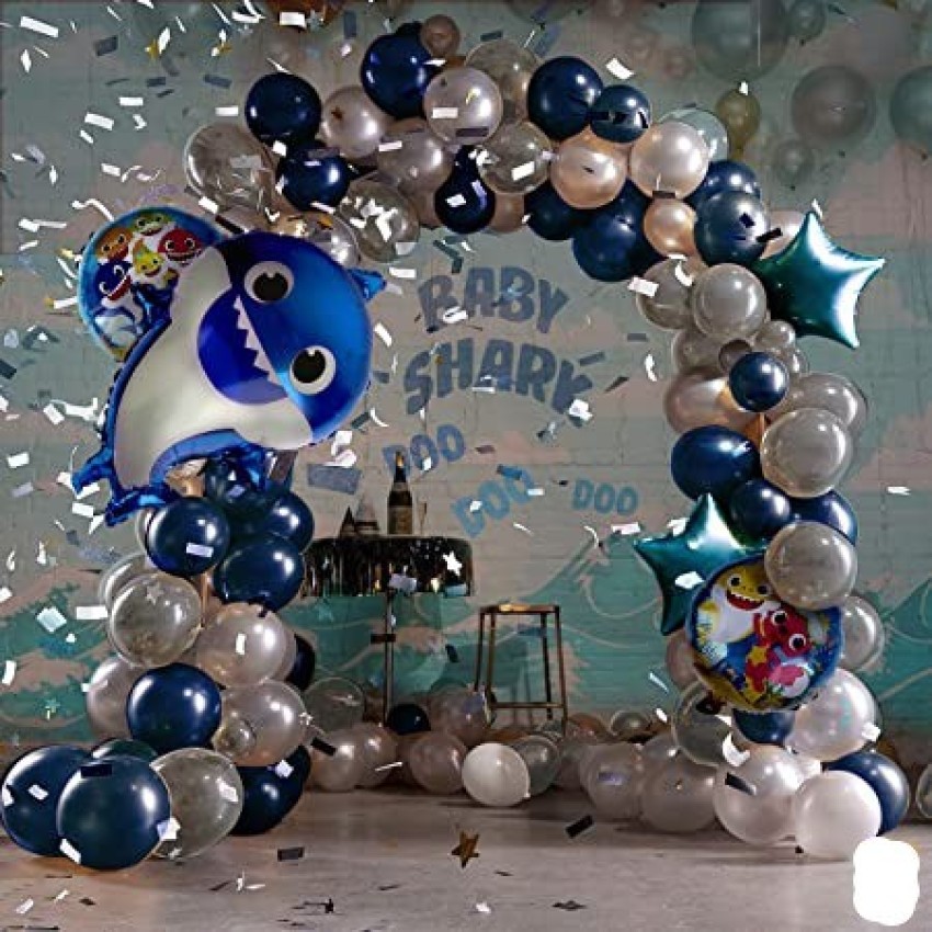 Fun and Flex Printed Baby Shark Birthday Decorations Kit  Firs Birthday Baby Shower Decorations 35 pcs Balloon - Balloon