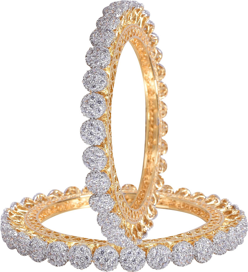Ratnavali Jewels Brass Cubic Zirconia Gold plated Bangle Price in