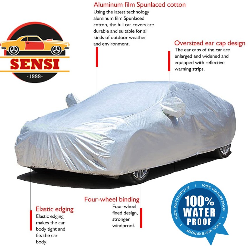 Buy Elegant White & Blue Water Resistant Car Body Cover for Skoda