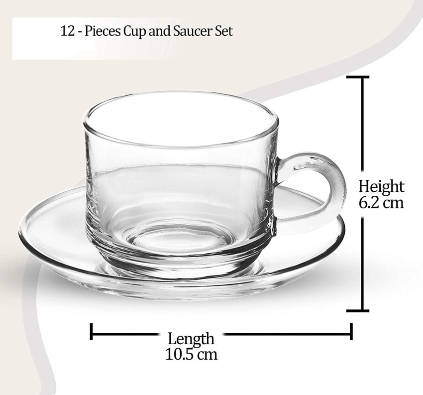 Cup & Saucer Set Glass Tea Coffee Cup Glass Saucer 12 Piece Cup & Saucer Set