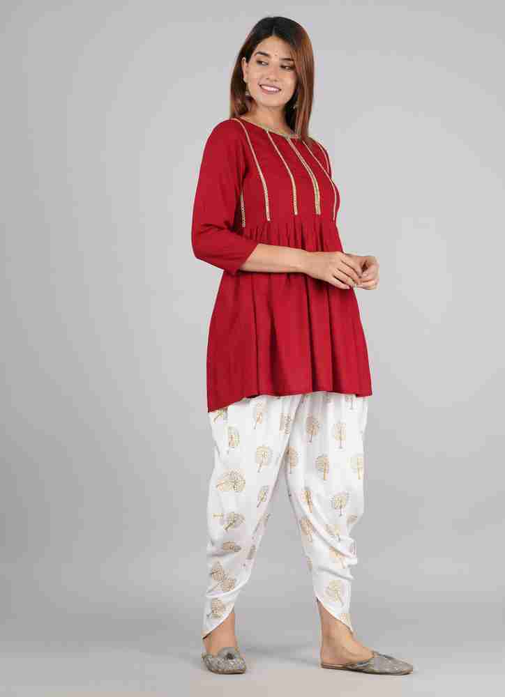 Short kurti clearance with dhoti pants