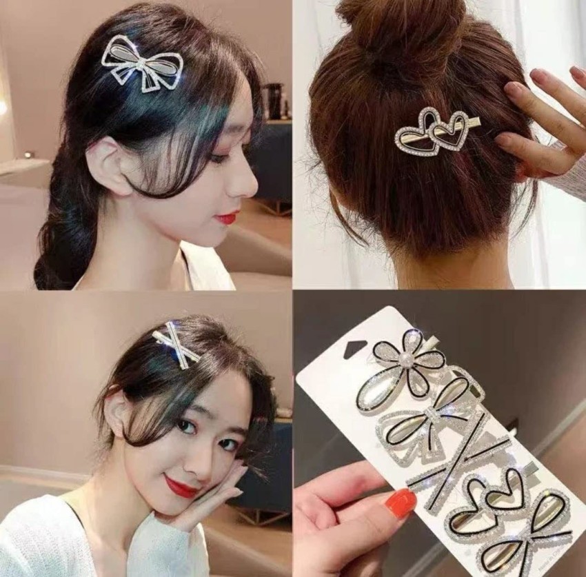 KPCreations 5 Piece Korean Style Pearl Hair Clips Large Hair Clips