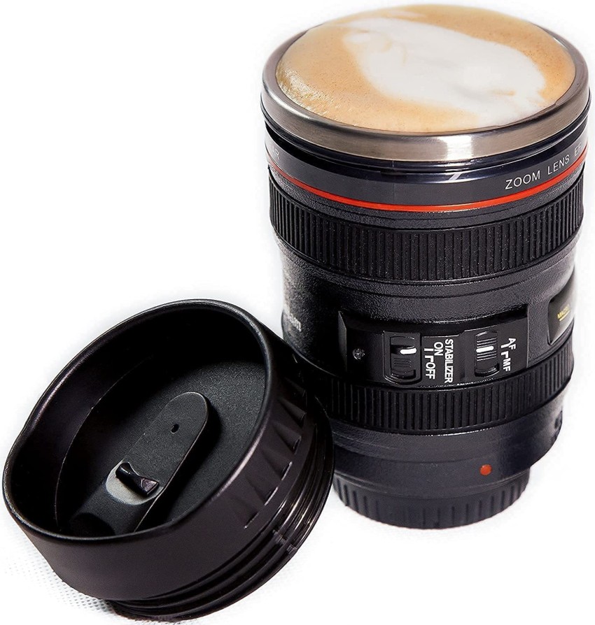 primesale Lens Plastic Canon Camera Lens Steel Coffee Thermos Cup