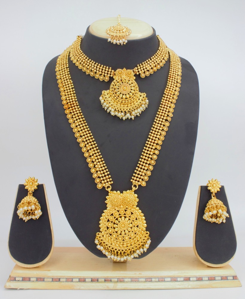 KAYAA Beads Gold plated Plated Alloy Necklace Set Price in India