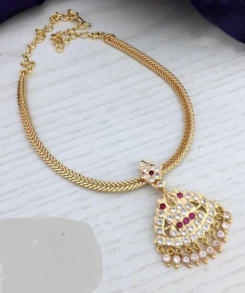 PBM CREATIONS Gold Covering 5PON 5 METAL ADIGAI NECKLACE
