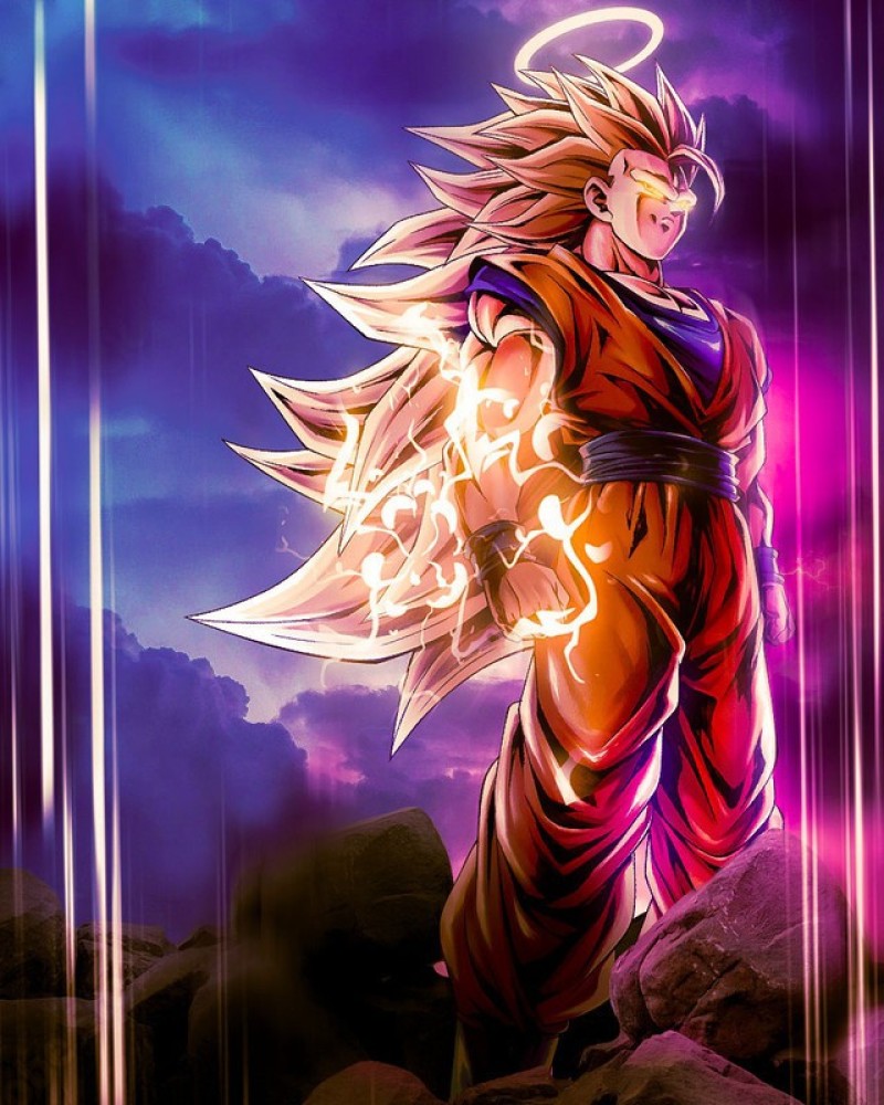 Dragon ball z Super Sayin 3 Goku Painting wall poster Paper Print