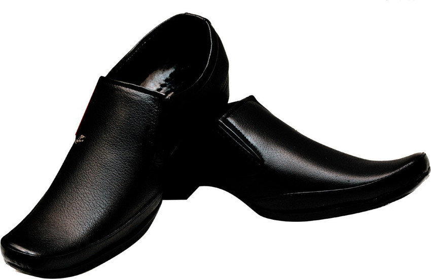 Kraasa Men Synthetic Leather Office Black Formal Shoes Slip On
