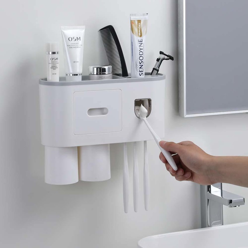 BRANDSHOPPY Wall Mounted Toothbrush Holder with Magnetic Cup . Plastic Toothbrush  Holder Price in India - Buy BRANDSHOPPY Wall Mounted Toothbrush Holder with  Magnetic Cup . Plastic Toothbrush Holder online at