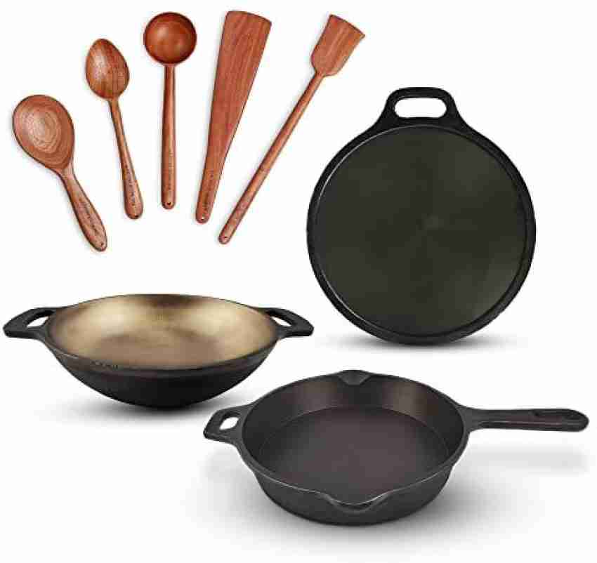 Cast Iron Kadhai Wok for Cooking (Pre-Seasoned, Smooth) by Indus Valley