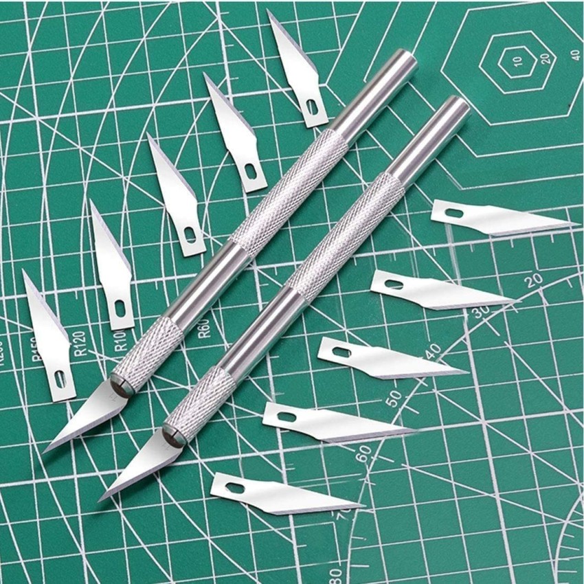 CHROME Detail Pen Knife with 5 Interchangeable Sharp Blades  Metal Grip Hand-held Paper Cutter - Hand-held Paper Cutter