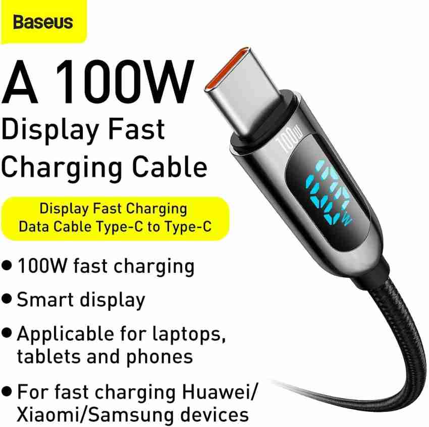 Baseus 100W USB C to Type C Charger Cable Fast Charge Lead Laptop Data Cord  1m