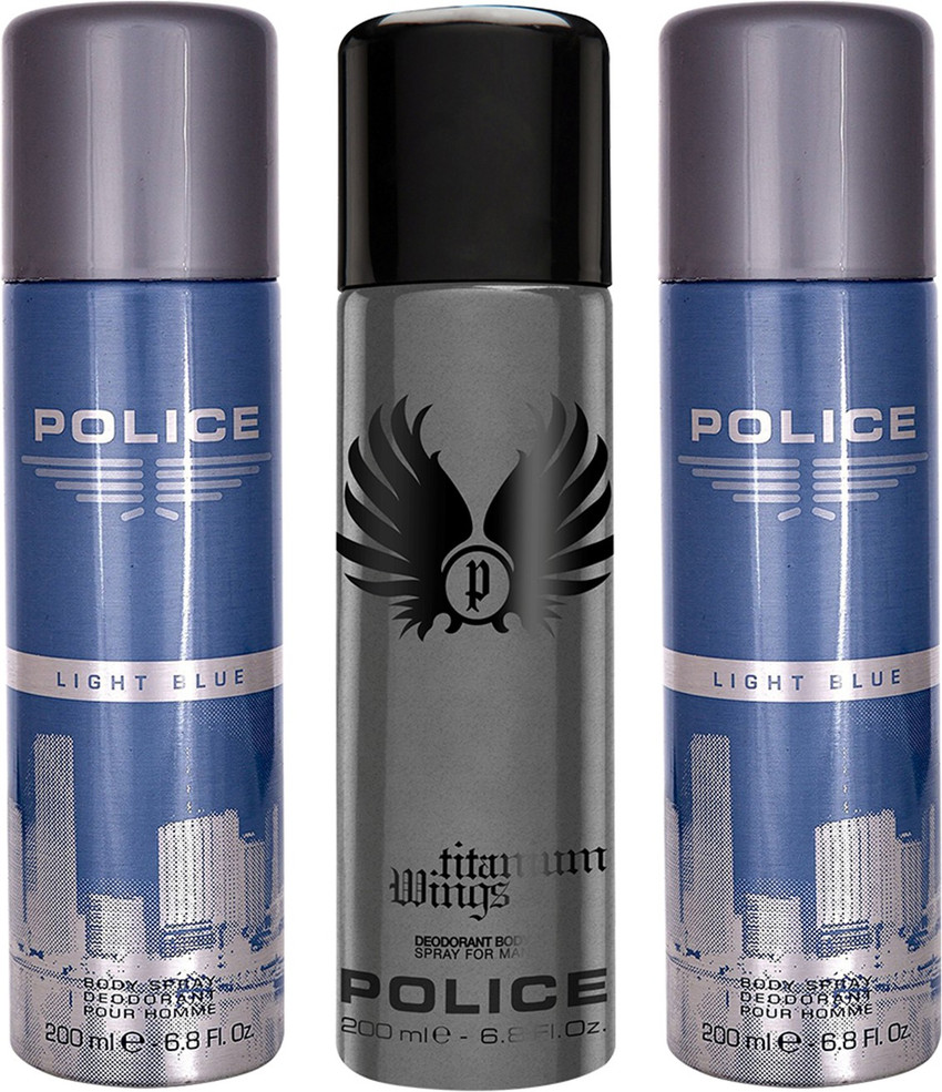 light blue deodorant spray