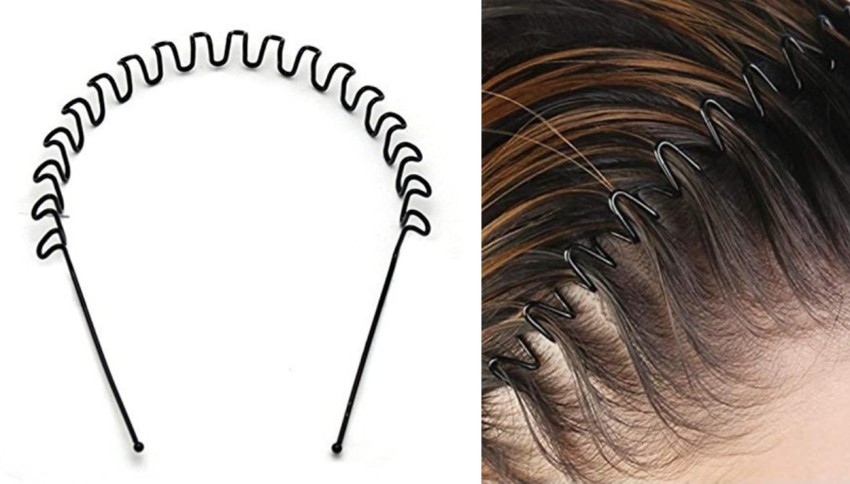 Unisex Black Wave Hair Band Sports Zigzag Hair Hoop Metal Headband Men  Women UK