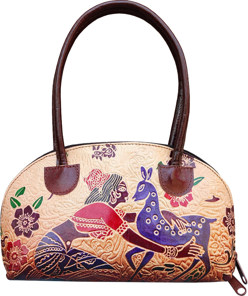 Buy Ananya Leather Handicraft Women Multicolor Handbag Shakuntala Brown Online Best Price in India Flipkart