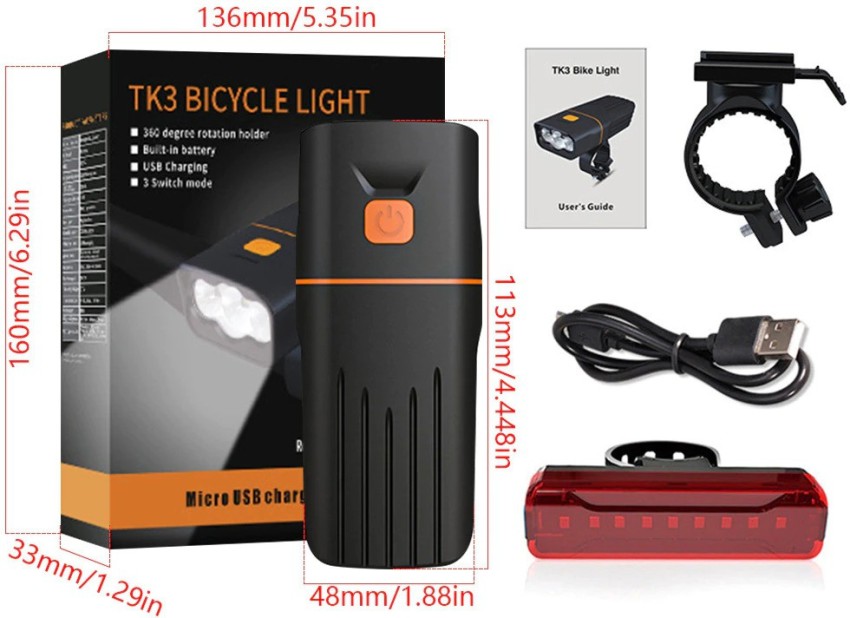 Usb rechargeable bike online light set