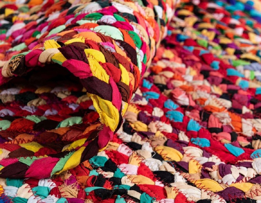 Beautiful Multicolor Cotton Braided Rectangle area Carpet Modern Living Rugs