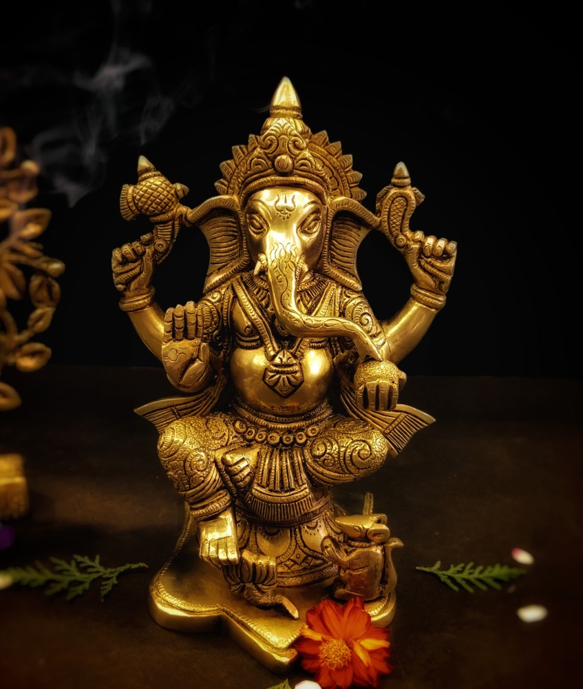 JaipurCrafts Golden Ganesha Dancing Ganesh Idol for Gift with