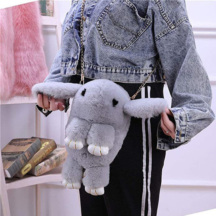 Flipkart topgifties Women s New Soft Fluffy fur Rabbit Chain Sling Bag Hand Bag Multicolour Waterproof School Bag School Bag