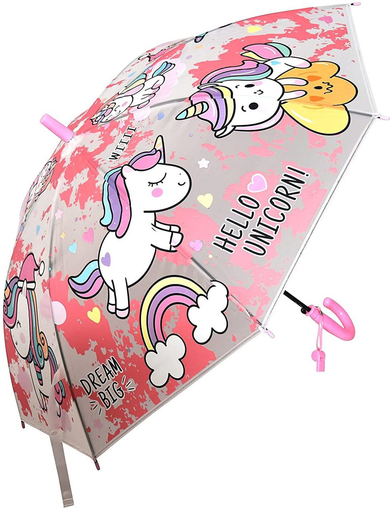 CHAATEWALA Pink Cute Baby Unicorn Umbrella for Girls PVC Unicorn