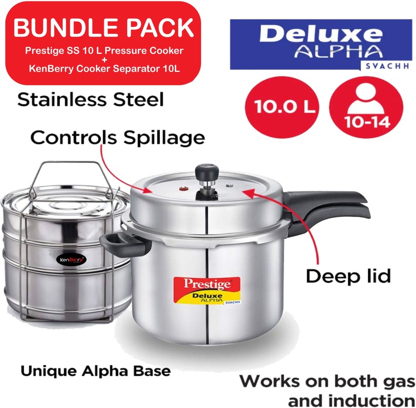 Prestige 10-Liter Deluxe Alpha Induction Base Stainless Steel