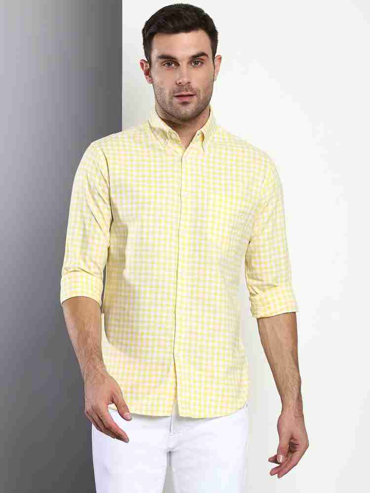 Dennis Lingo Men Checkered Casual Yellow Shirt - Buy Dennis Lingo Men  Checkered Casual Yellow Shirt Online at Best Prices in India