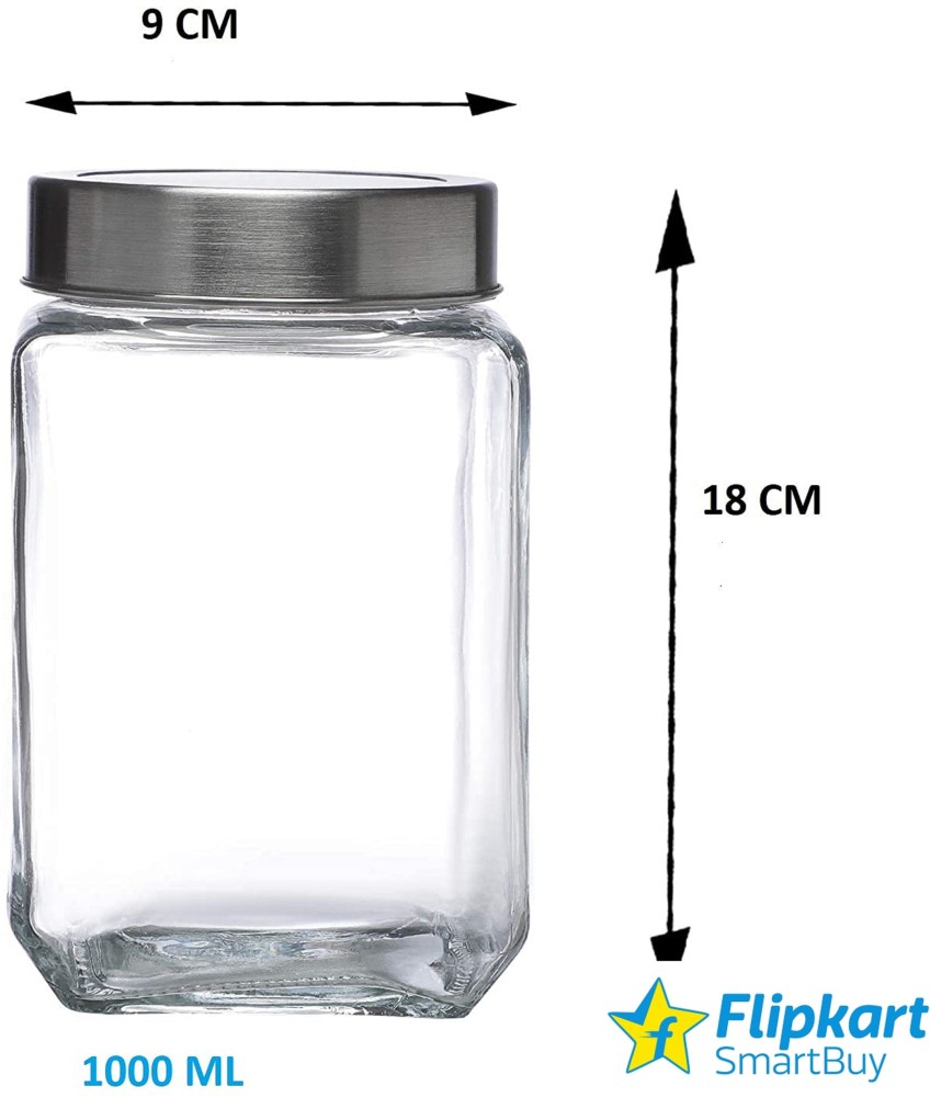 Flipkart SmartBuy 4 in 1 Easy Flow Cereal Dispenser for Kitchen Round Shape  Glass Grain StorageBox - 10000 ml Plastic Grocery Container