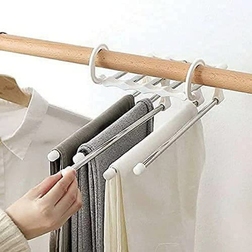 MAX IMPACT 5 in 1 steel foldable hanger for clothes trousers pants Multilayer Pack of 2 Steel Trousers Pack of 2 Hangers For Trousers Price in India Buy MAX IMPACT 5
