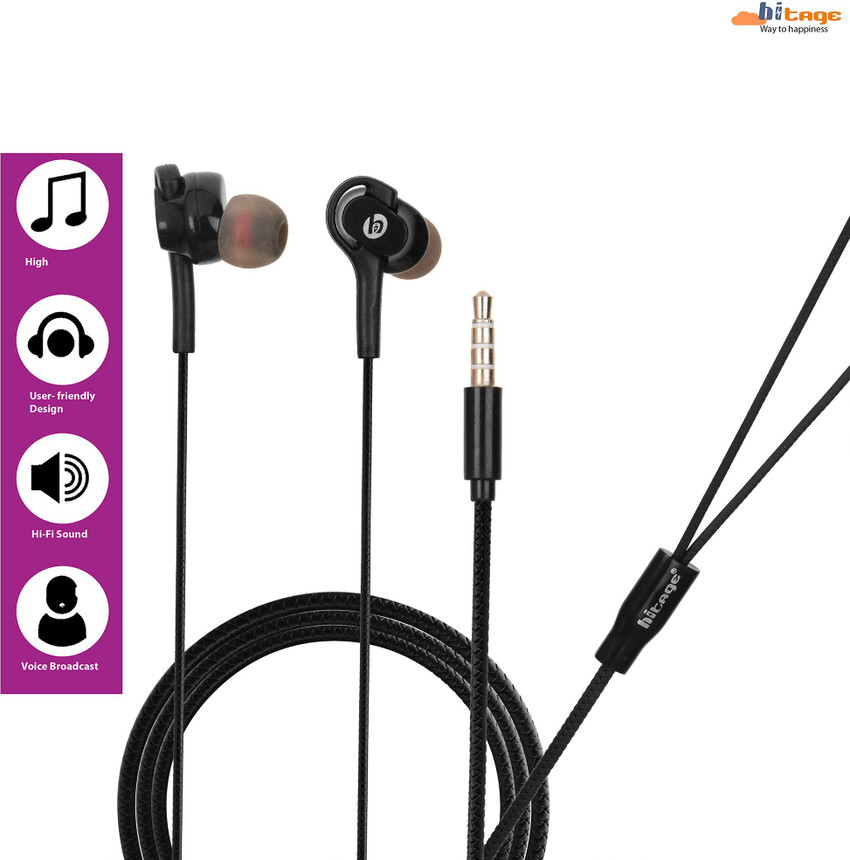 Hitage in Ear Smart swith Earphone Wired Headset with Mic Black Wired Price in India Buy Hitage in Ear Smart swith Earphone Wired Headset with Mic Black Wired Online Hitage Flipkart