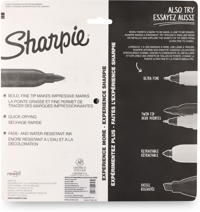 Sharpie Color Burst Permanent Marker, Ultra Fine, Assorted - 5 markers