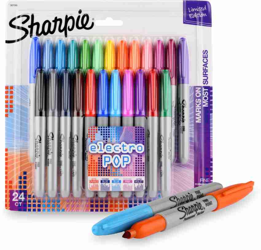 Sharpie Electro Pop Permanent Ultra Fine Point Markers, Assorted Colors - 24 count