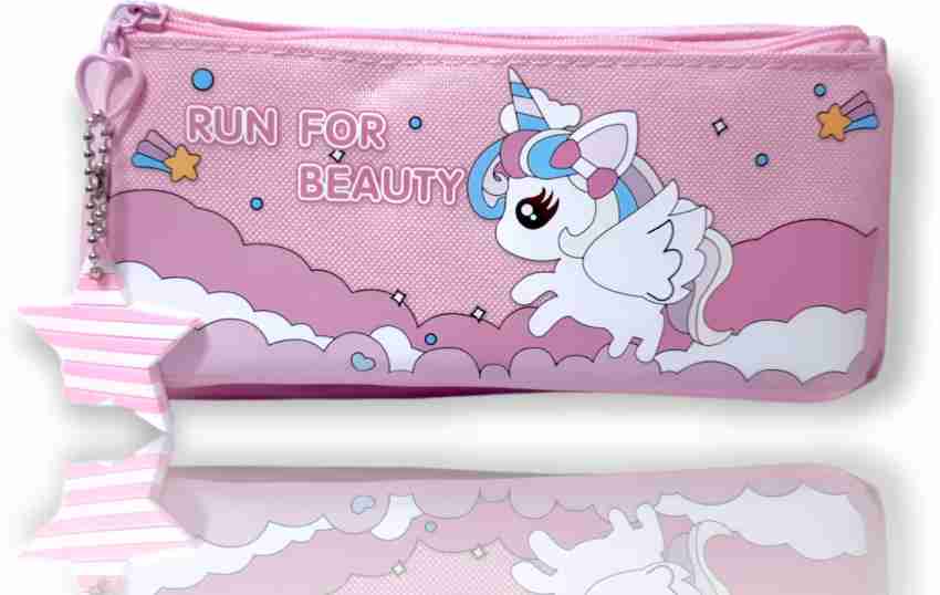 1pc Cute Cartoon Unicorn Purple Pencil Case, Multifunctional Magic