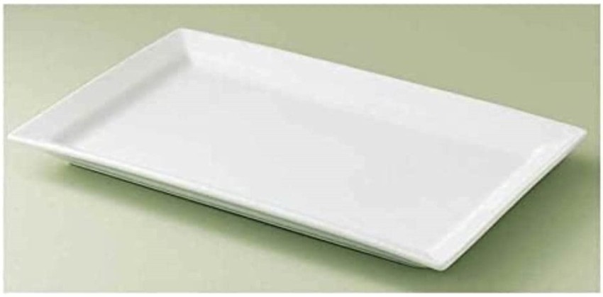 American Metalcraft BL14W Del Mar 14 x 10 Rectangular White Plastic  Stackable Serving Tray / Lid
