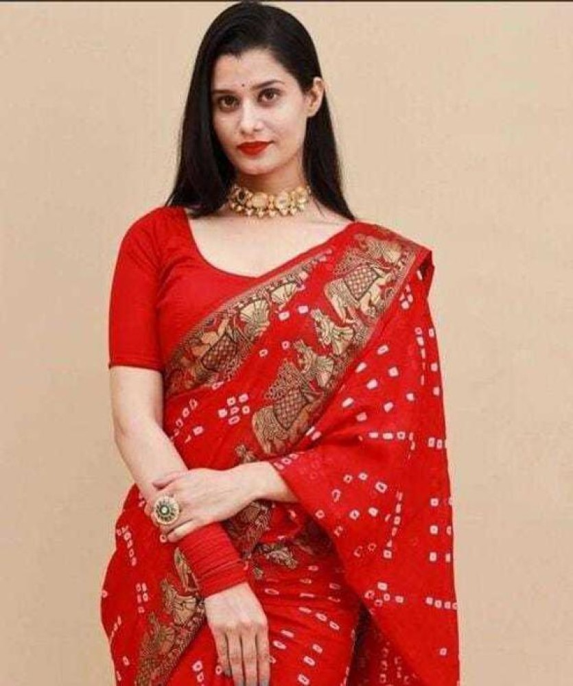 Buy shri mahaveer rajasthani Polka Print Bandhani Georgette Red Sarees Online Best Price In India Flipkart