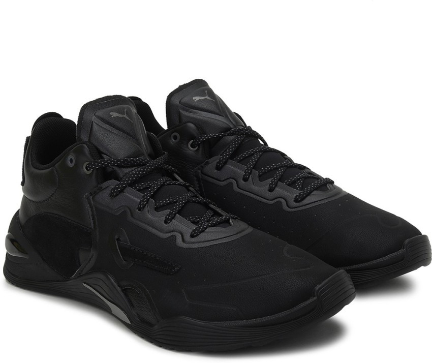 puma all black leather shoes