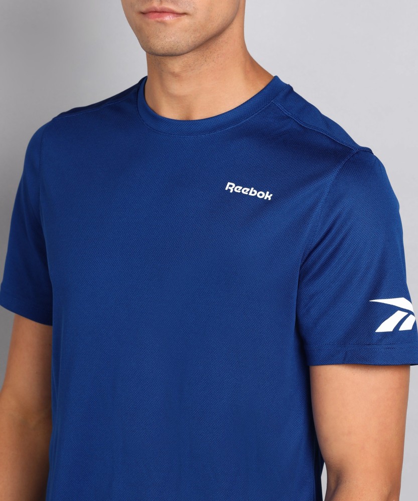 REEBOK Solid Men Round Neck Blue T-Shirt - Buy REEBOK Solid Men Round Neck  Blue T-Shirt Online at Best Prices in India