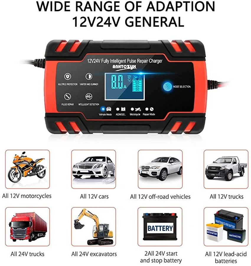 STHIRA Portable Battery Charger Maintainer for Car Motorcycle
