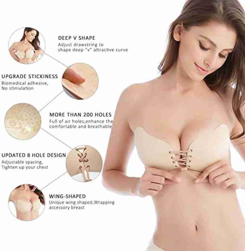 TCompany Women's Silicone Lightly Padded Push-Up Adhesive Bra