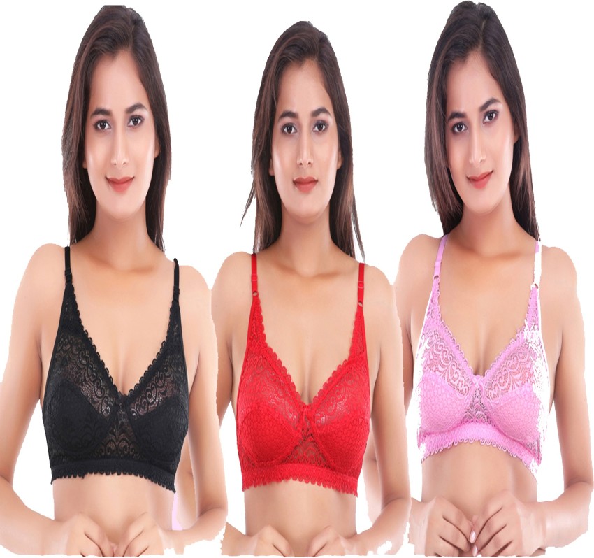 RYRJJ Women's Full-Coverage Unpadded Bras Lace Floral Full Cup