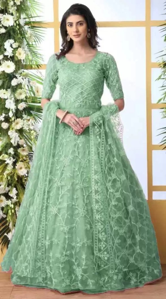 Light green 2024 anarkali gown